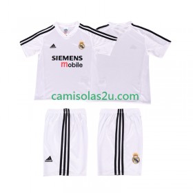 Camisolas de futebol Real Madrid 2004 20025 Retro Criança Equipamento Principal Manga Curta